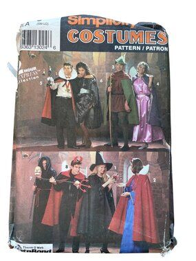 Simplicity 8010 Sewing Patterns S-L Costume Witch Snow Robin Hood Vampire CUT